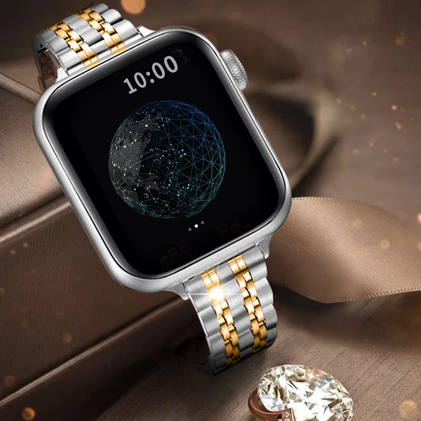 QUNDAXI Slim Watch Band Compatible with Apple Watch 41mm 45mm 42mm 44mm 40mm 38mm Metal Stainless Steel Watchband Suitable for iWatch 11/10/9/8/7/6/5/4/3/2/1/SE Series Women Luxury Strap