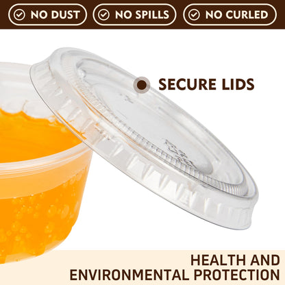 YEEHAW 100 Sets - 2 oz Jello Shot Cups with Lids, Portion Cups, Clear Disposable Plastic Jello Shot Cups for Meal Prep, Salad Dressing, Soufflé, Portion Containers (Pack of 2)