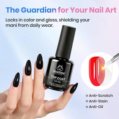 Beetles 2 Pcs 15ml No Wipe Gel Top Coat and Base Coat Set