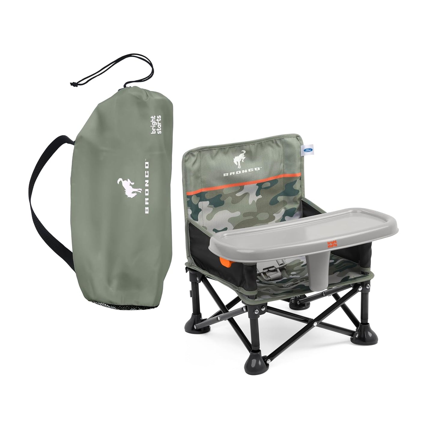 Bright Starts Pop 'N Sit Portable Booster, Indoor/Outdoor Use, Floor Seat with Feeding Tray, Teal, 6 Mos - 3 Yrs