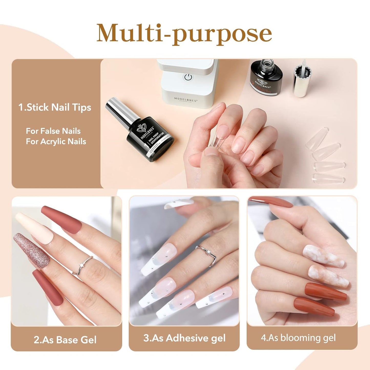 modelones Gel Top Base Coat Set 15ml 2026 Upgrade No Wipe Super Shine
