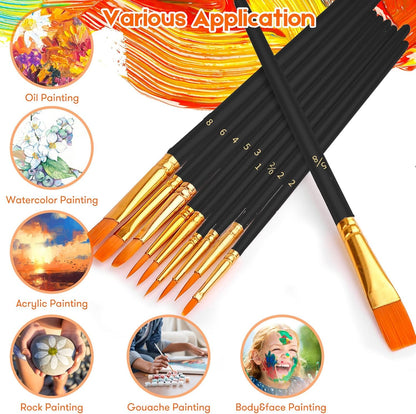 Soucolor Acrylic Paint Brushes Set, 20 Pcs Pointed Tip Artist Paintbrushes
