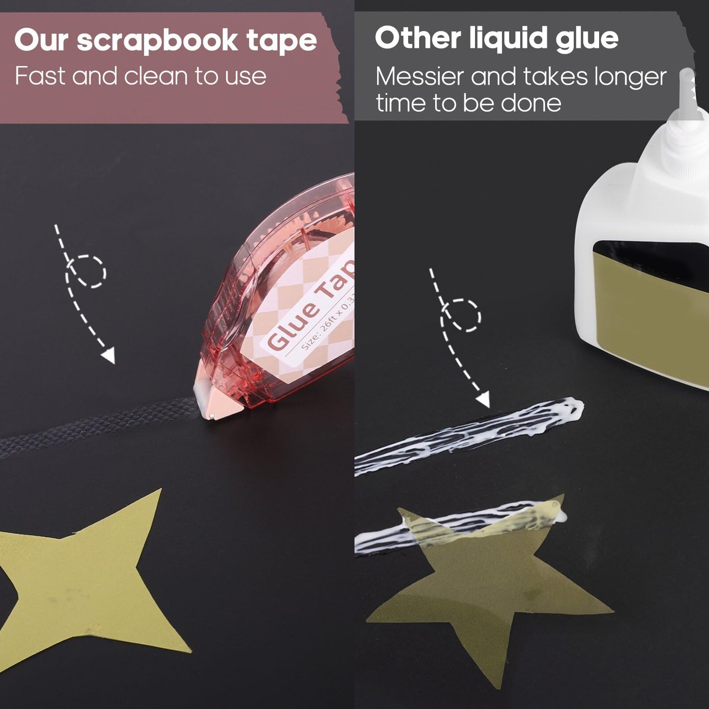 Secopad Scrapbook Tape, Glue Tape for Crafts, 4 Pack, Light-Colored Shell