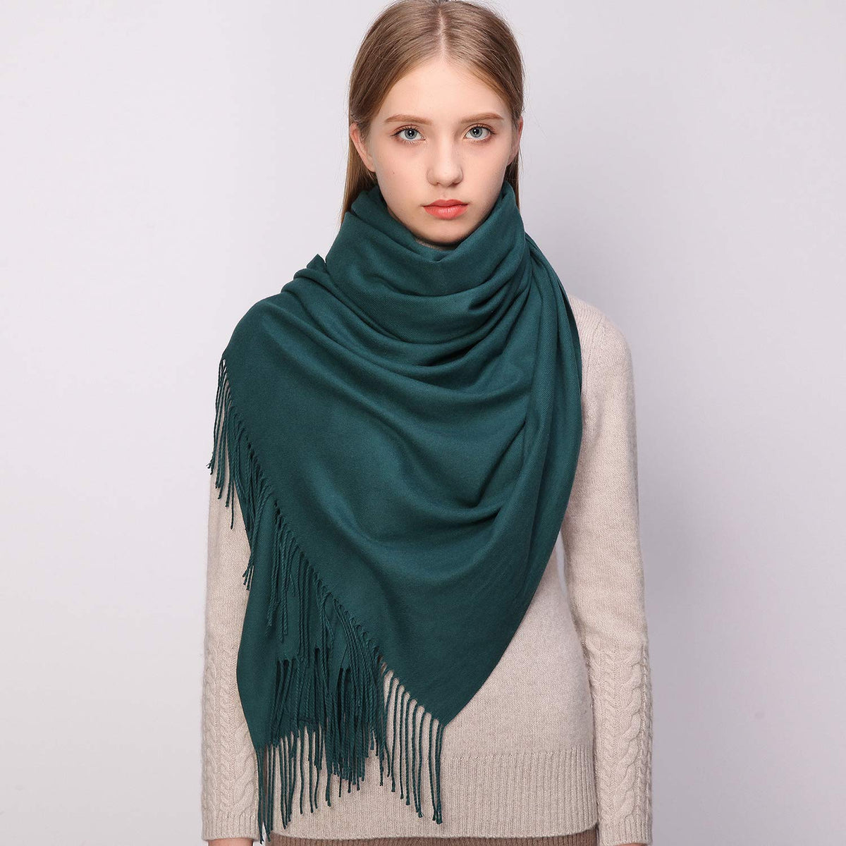 RIIQIICHY Women's Fringe Shawl Wrap Pashmina Scarf for Wedding Evening