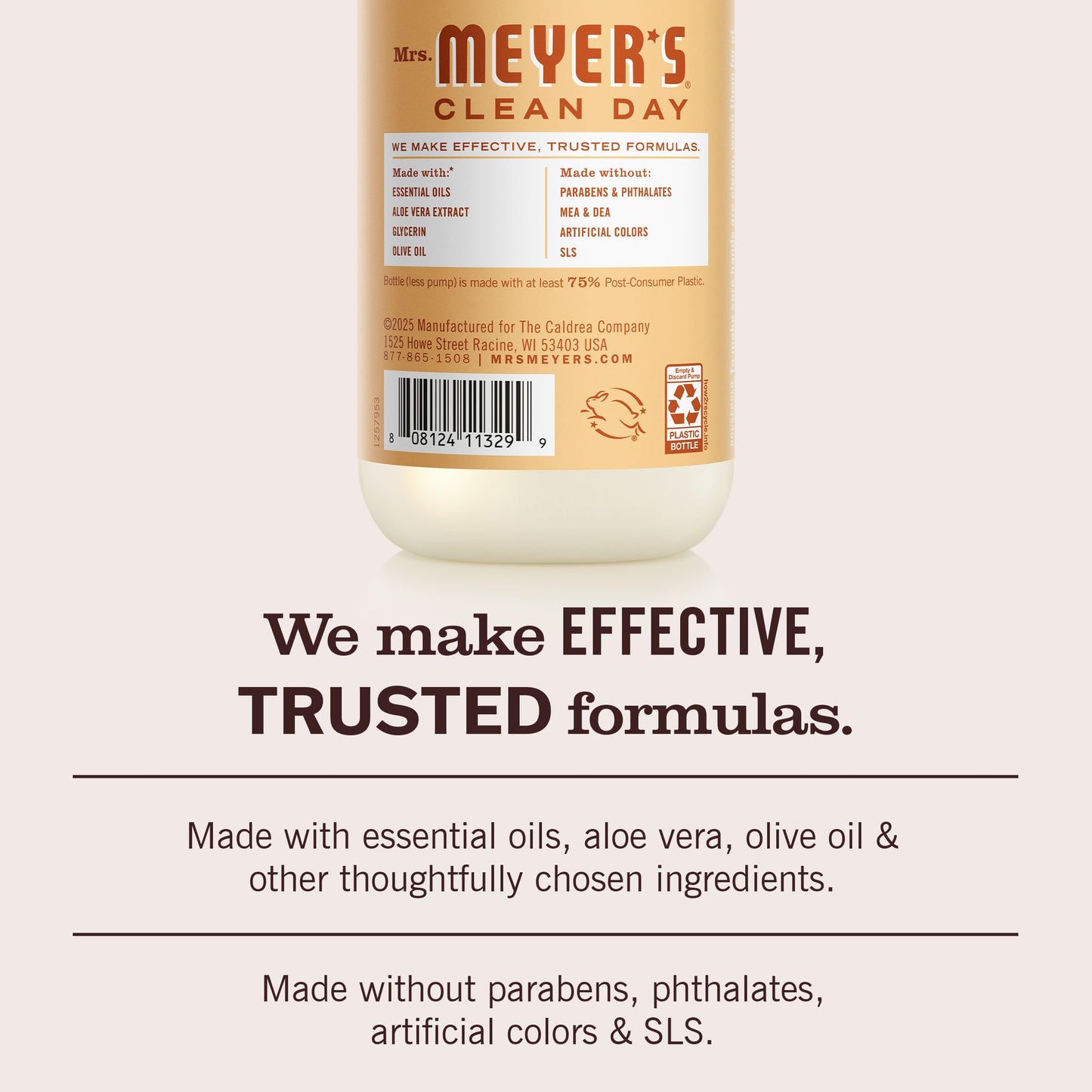 MRS. MEYER'S CLEAN DAY Hand Soap, Basil Scent, 12.5 Fl Oz Bottle - 3 Pack