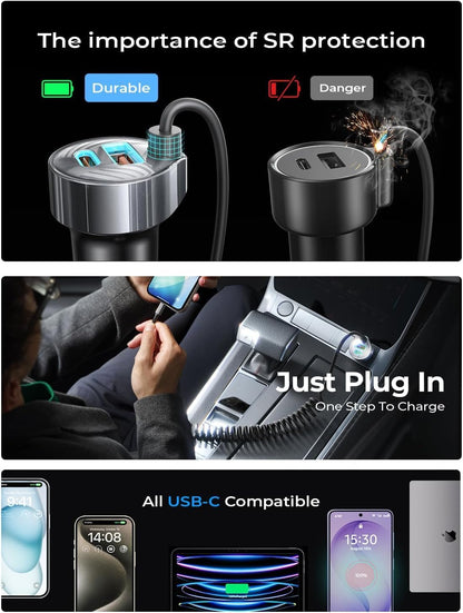 LISEN 90W for iPhone 17 16 15 Pro Max Car Charger USB C Fast Charge