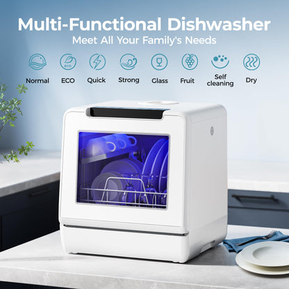 EUHOMY Countertop Dishwasher Portable, 8 Programs with 5L Tank, Black, 40dB