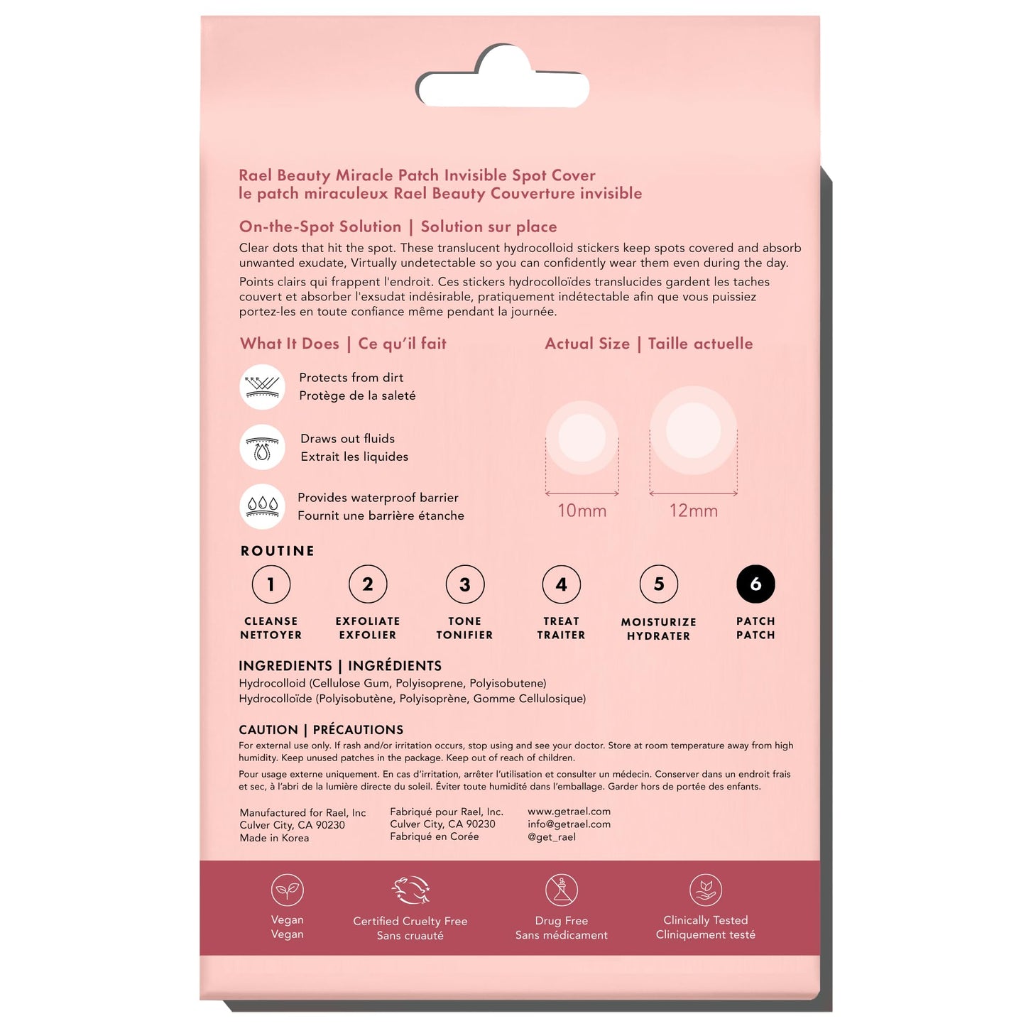 Rael Miracle Invisible Spot Cover Hydrocolloid Acne Pimple Patches (96 Ct)