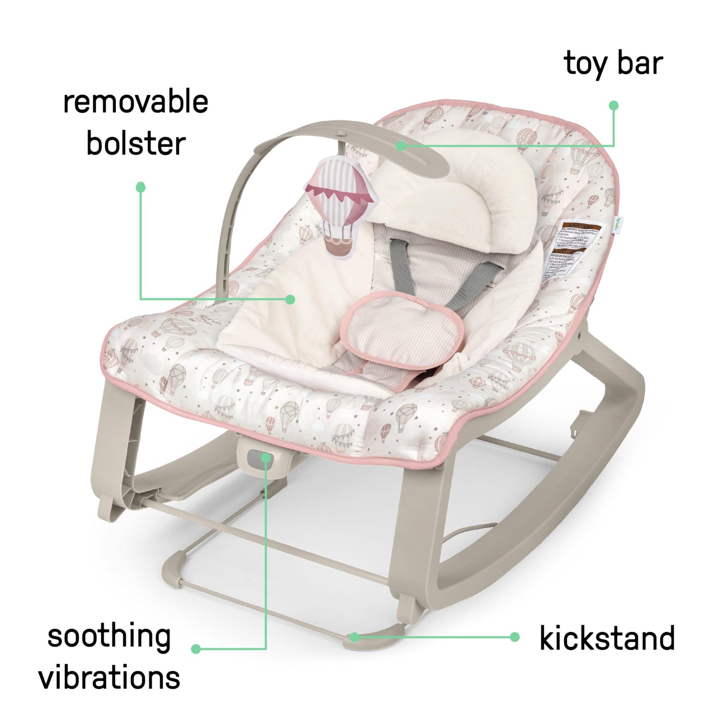 Ingenuity Keep Cozy 3-in-1 Grow with Me Vibrating Baby Bouncer, Seat & Infant to Toddler Rocker, Vibrations & -Toy Bar, 0-30 Months Up to 40 lbs (Weaver)