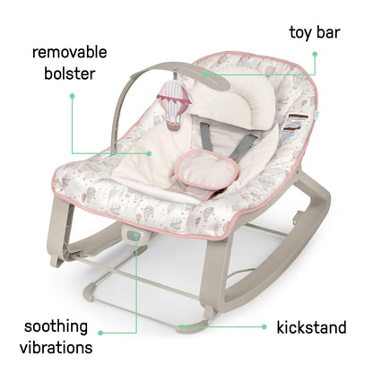Ingenuity Keep Cozy 3-in-1 Grow with Me Vibrating Baby Bouncer, Seat & Infant to Toddler Rocker, Vibrations & -Toy Bar, 0-30 Months Up to 40 lbs (Weaver)