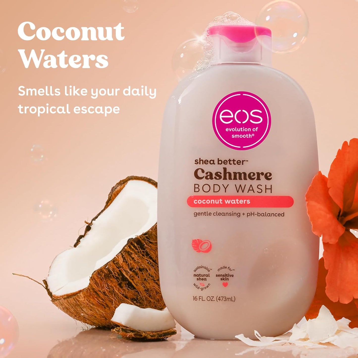 eos Cashmere Body Wash- Vanilla, Creamy Gel with Shea Butter, 16 fl oz