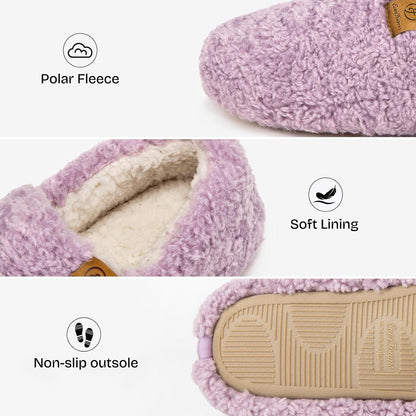 EverFoams Women’s Soft Curly Slippers Memory Foam Lightweight House Shoes