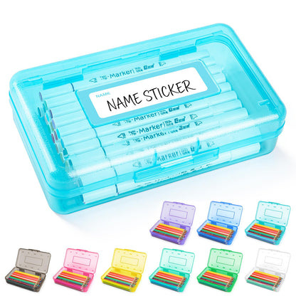 Clear Plastic Hard Pencil box Case with Personalized Sticker for Girl Boy