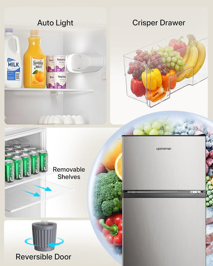 Upstreman 7.7 Cu.Ft. Refrigerator with Freezer Double Door Refrigerator