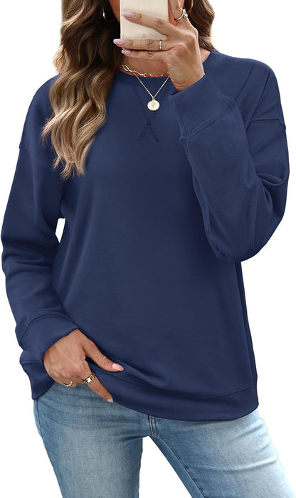 RUMIA Women's Crew Neck Sweatshirt Long Sleeve Tops for Women Fall Clothes
