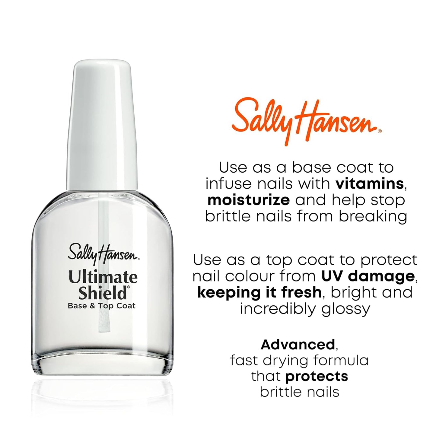 Sally Hansen Advanced Hard as Nails™, Clear Nail Strengthener, Includes Retinol and Nylon, Nourishing