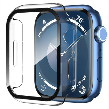 Smiling 2 Pack Case Compatible with Apple Watch SE 3 (2025)/ SE 2/ SE/Series 6/5/4 40mm with Tempered Glass Screen Protector, Hard PC Case Overall Protective Cover- 1 Blue+ 1 Transparent