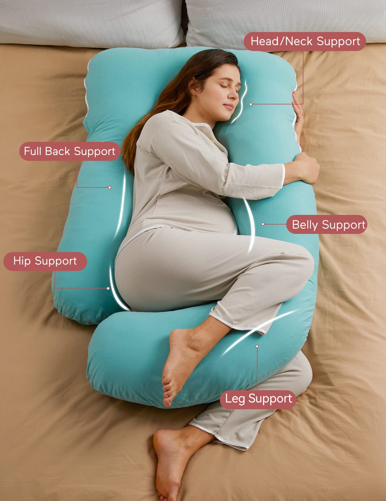 Momcozy Pregnancy Pillow for Sleeping - U Shaped Full Body Maternity Pillow