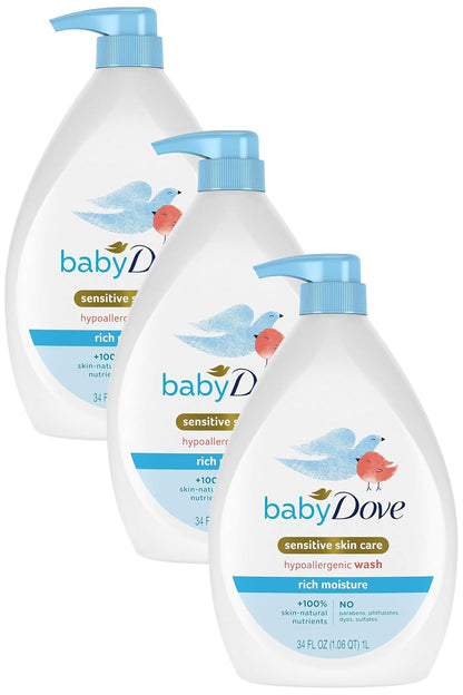 Baby Dove Care Baby Wash Fragrance-Free Moisture 1 Pack 34 oz