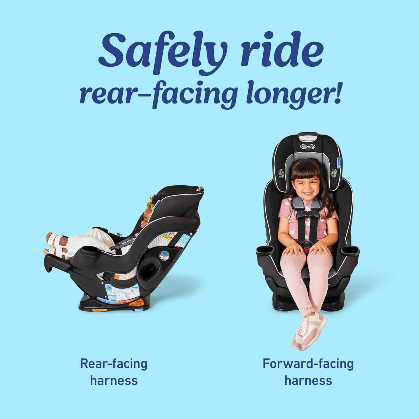 Graco Extend2Fit Convertible Car Seat, Rear and Forward Facing Car Seat with Adjustable Extension Panel for Extra Legroom, Great Gift for Baby Shower or Baby Registry, Redmond