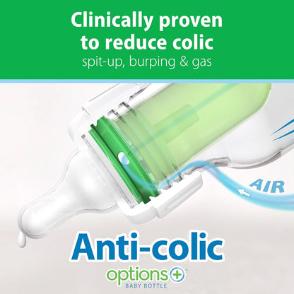 Dr. Brown's Anti-Colic Options+ Narrow Glass Baby Bottle, 8 oz, 1-Pack