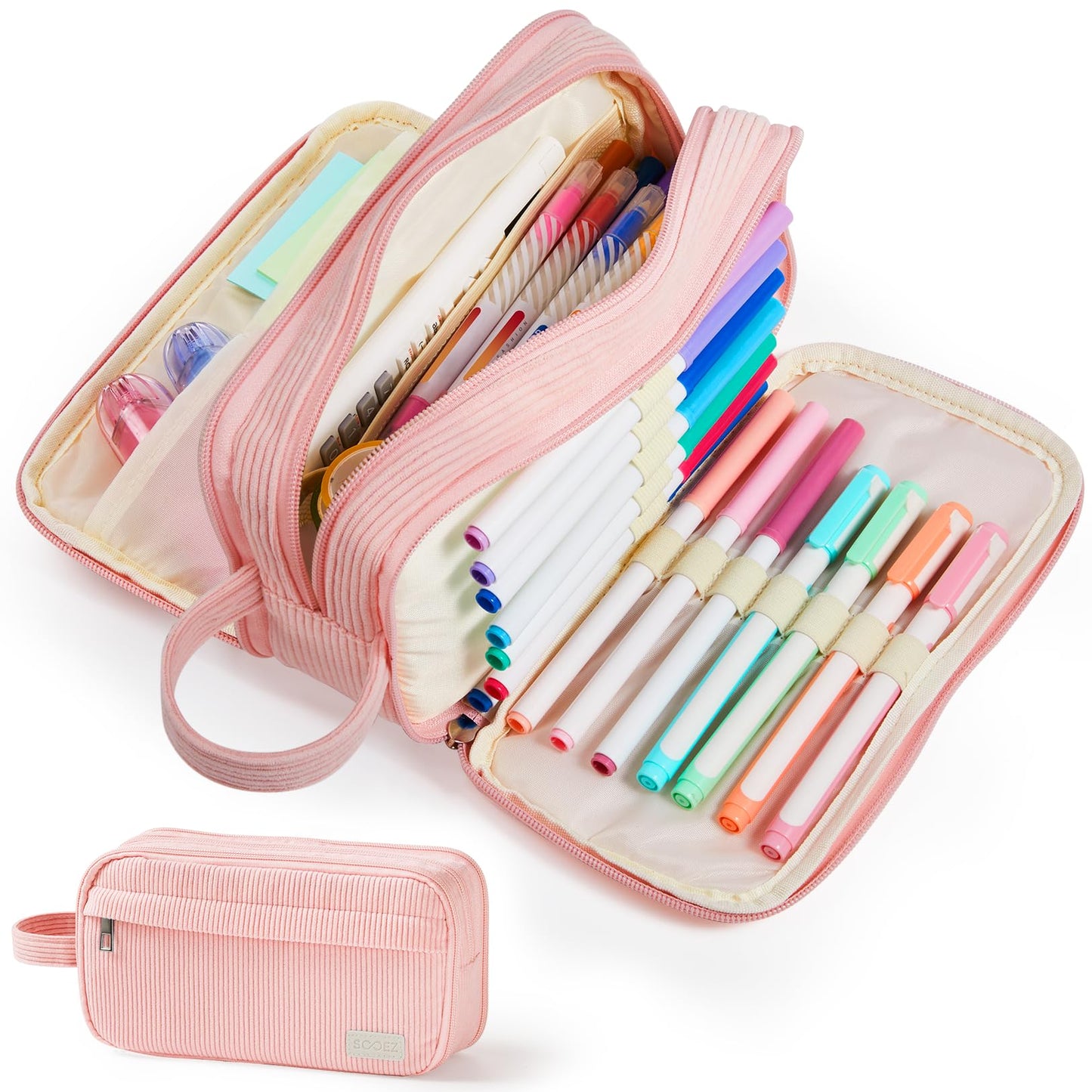 Sooez High Capacity Pencil Case, Soft Corduroy Pencil Pouch