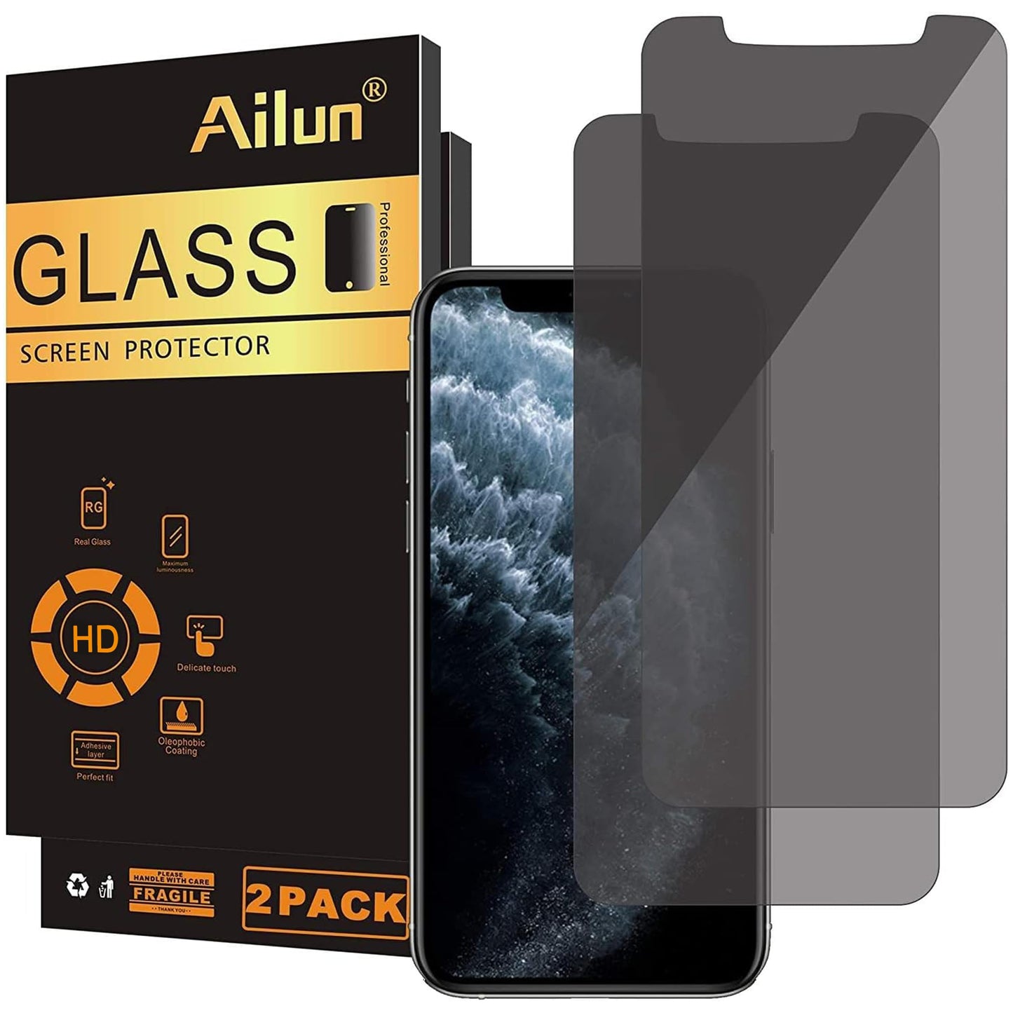 Ailun 3 Pack Privacy Screen Protector for iPhone 16 Pro Max, Tempered Glass