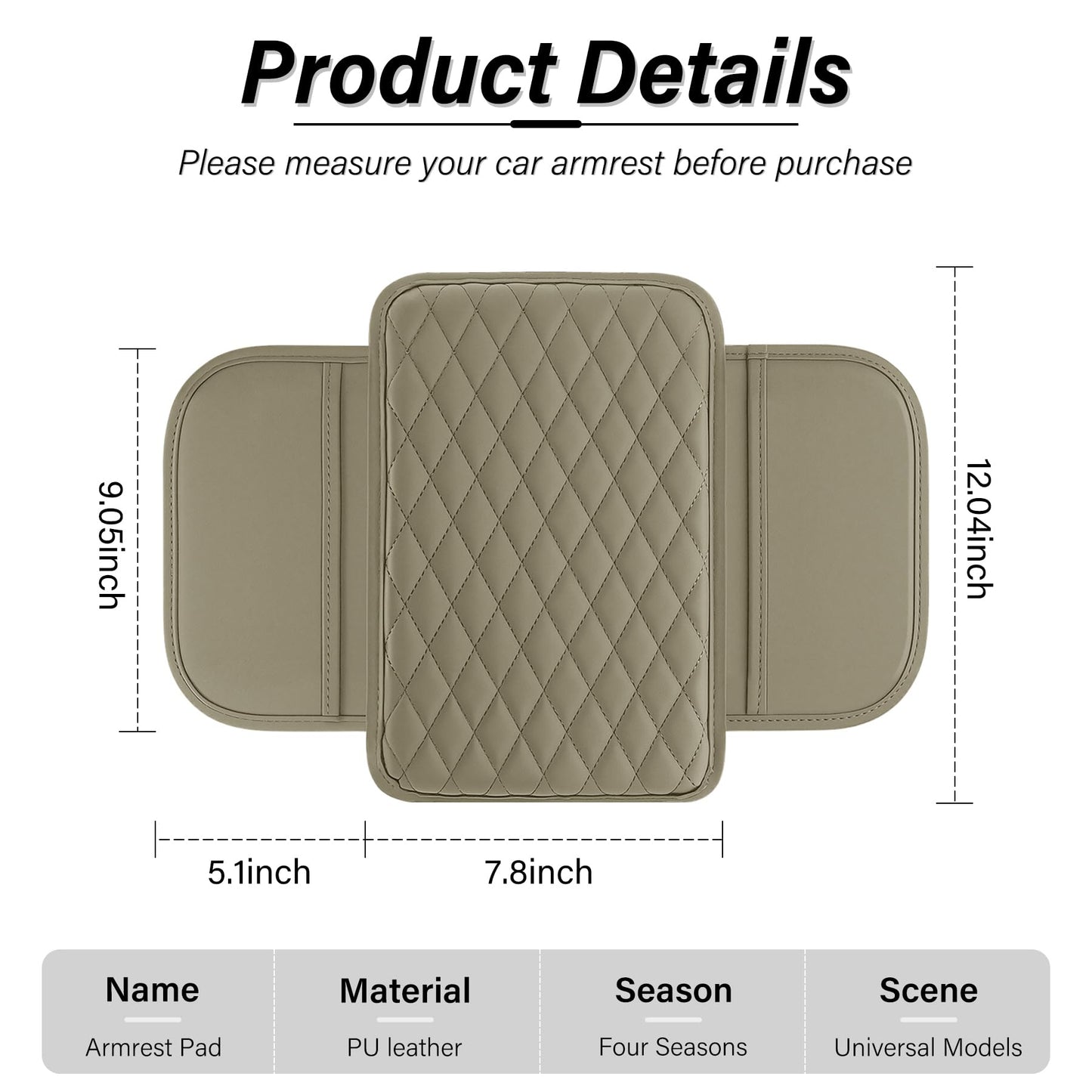 Amiss Car Center Console Cover, Upgraded Leather Car Armrest Cushion with 2 Storage Pockets, Universal Waterproof Cushion Pad, Non-Slip Car Interior Accessories, Fits Most Sedans SUVs Trucks (Black)