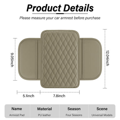 Amiss Car Center Console Cover, Upgraded Leather Car Armrest Cushion with 2 Storage Pockets, Universal Waterproof Cushion Pad, Non-Slip Car Interior Accessories, Fits Most Sedans SUVs Trucks (Black)