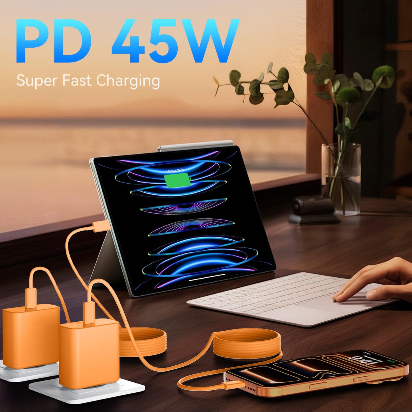 Phone 17 16 Pro Max Charger Fast Charging, 45W Super Fast USB C Charger Block with 10FT Long Charging Cord Cable for 17 16 Pro Max/17 16/16 Plus,15 Pro Max/15 Pro/15, Android Phone-Black