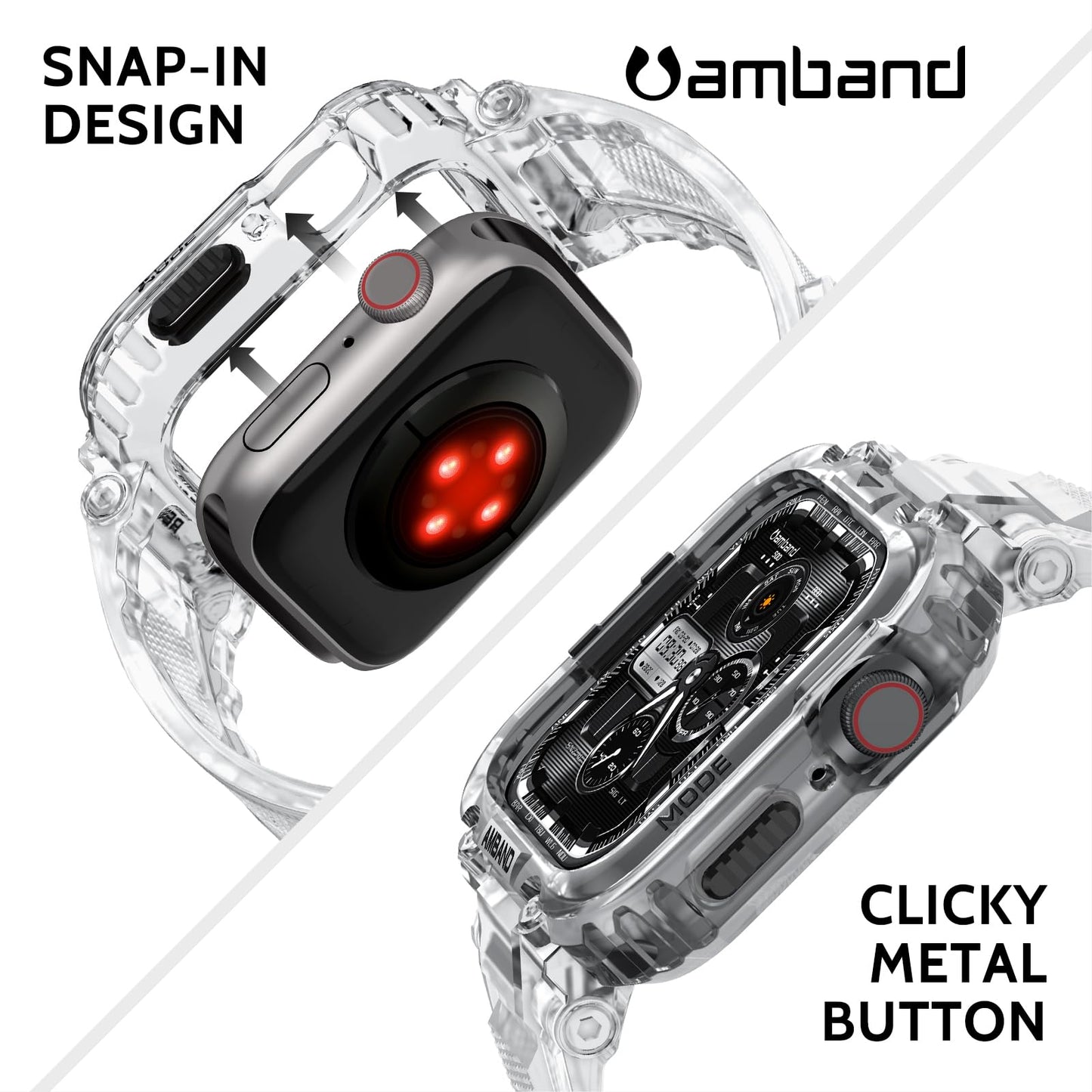 amBand Bands Compatible with Apple Watch 9/8/7/6/5/4 & SE 3/2/1 45mm/44mm Case for Men, M1 Sport Series Rugged Case Protective Cover for iWatch SE3/SE2/6/SE/5/4 44/45 mm Men Black