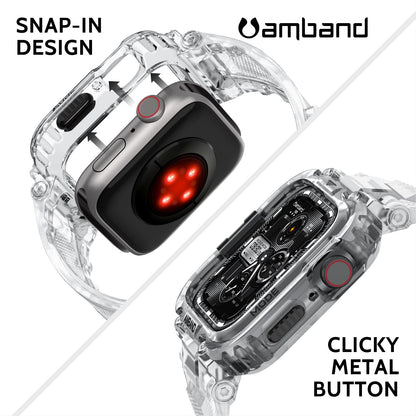 amBand Bands Compatible with Apple Watch 9/8/7/6/5/4 & SE 3/2/1 45mm/44mm Case for Men, M1 Sport Series Rugged Case Protective Cover for iWatch SE3/SE2/6/SE/5/4 44/45 mm Men Black