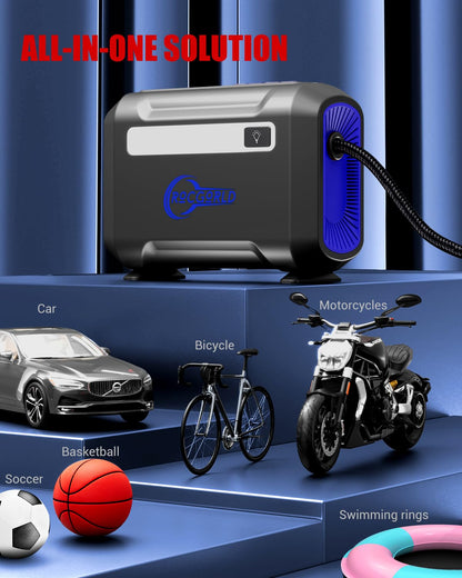 ROCGORLD R8 Tire Inflator Portable Air Compressor, DC 12V Air Compressor Portable with Large Dual Digital Screen, 3X Faster Inflation Air Pump for Car, Bike, Ball, Motor