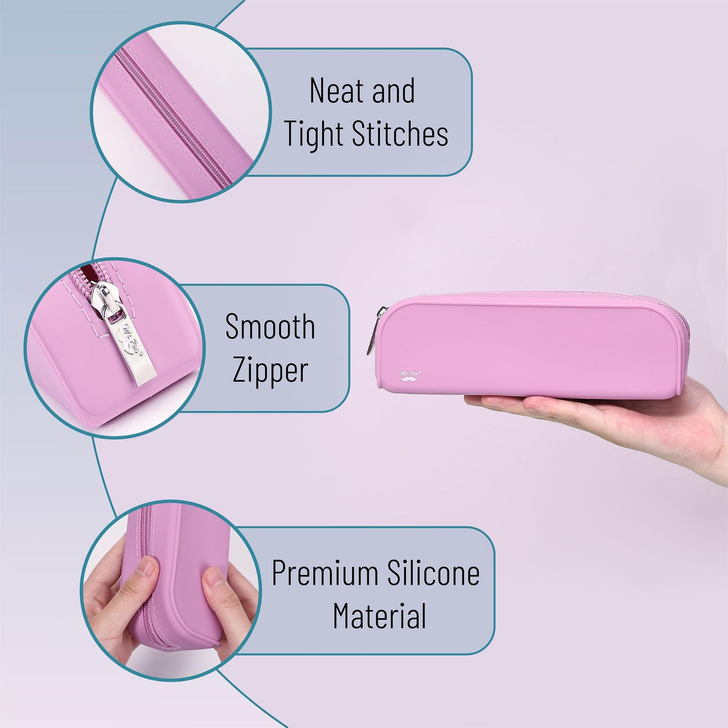Mr. Pen- Silicone Pencil Case, Aesthetic Pencil Bag for Women, Makeup Pouch