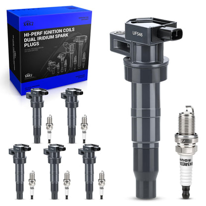 UF667 Ignition Coil & ILZFR6D11 Double Iridium Spark Plug for BMW 2.5-6.0L
