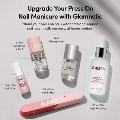 Glamnetic Press On Nails - Short Almond, Glossy Fake Nails 24 Pc Full Kit