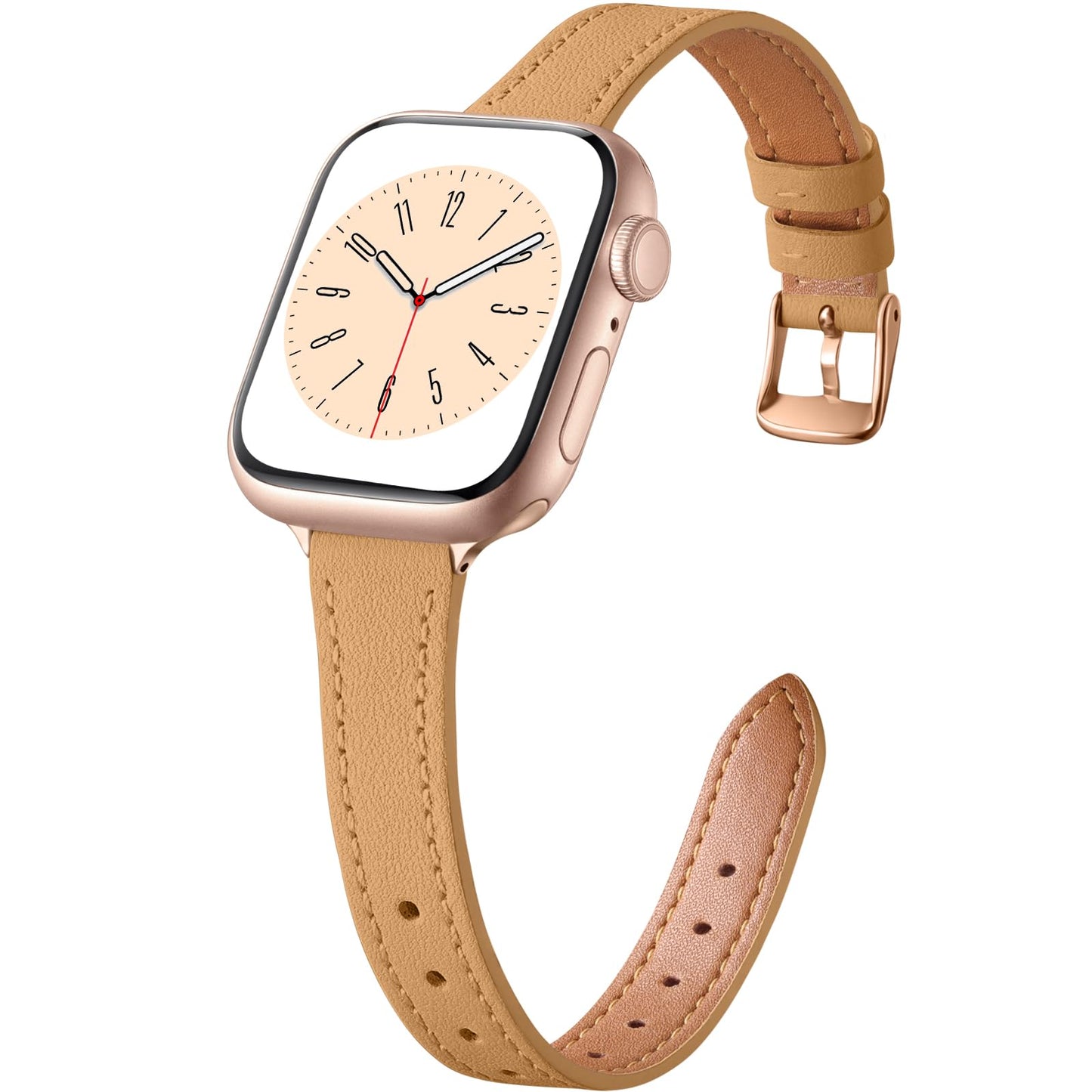 Charlam Slim Leather Band Compatible with Apple Watch Bands for Women 40mm 38mm 41mm 42mm 44mm 45mm 46mm, Top Grain Genuine Leather Strap Thin Wristband for iWatch Series 11 10 SE 9 8 7 6 5 4 3 2 1