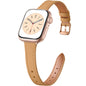 Charlam Slim Leather Band Compatible with Apple Watch Bands for Women 40mm 38mm 41mm 42mm 44mm 45mm 46mm, Top Grain Genuine Leather Strap Thin Wristband for iWatch Series 11 10 SE 9 8 7 6 5 4 3 2 1