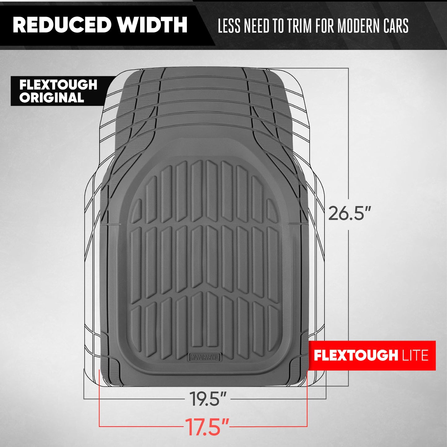 Motor Trend -2 Piece Front Car Floor Mats- Black FlexTough Contour Liners-Deep Dish Heavy Duty Rubber Floor Mats for Car SUV Truck & Van-All Weather Protection, Universal Trim to Fit