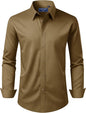 Alimens & Gentle Men's Dress Shirt Regular Fit Stretch Stain Shield Long Sleeve Solid Business Wedding Button Down Shirts