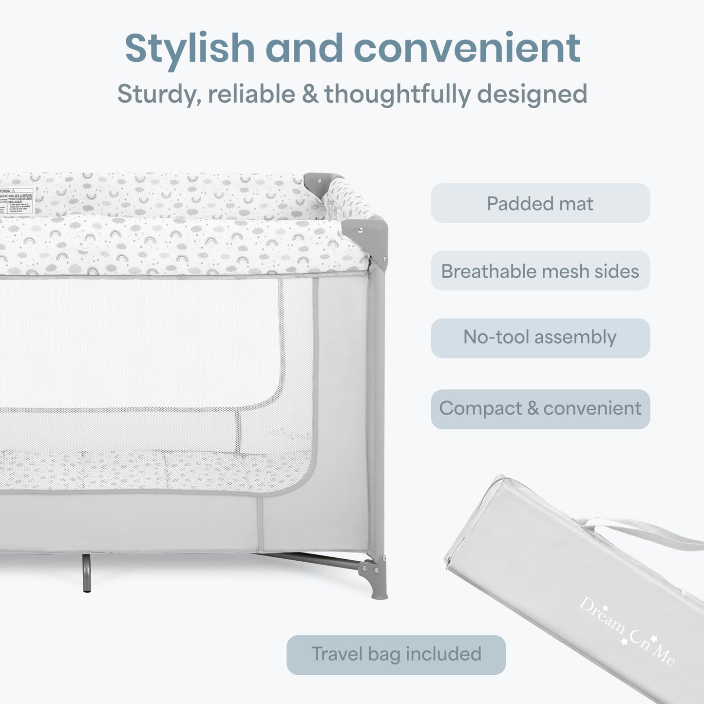 Dream On Me Zodiak Portable Playard, Compact for Travel, Carry Bag, Gray & Pink