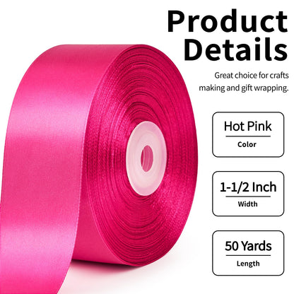 Mauproy Dusty Rose Satin Ribbon, 1-1/2 Inch, 50 Yards