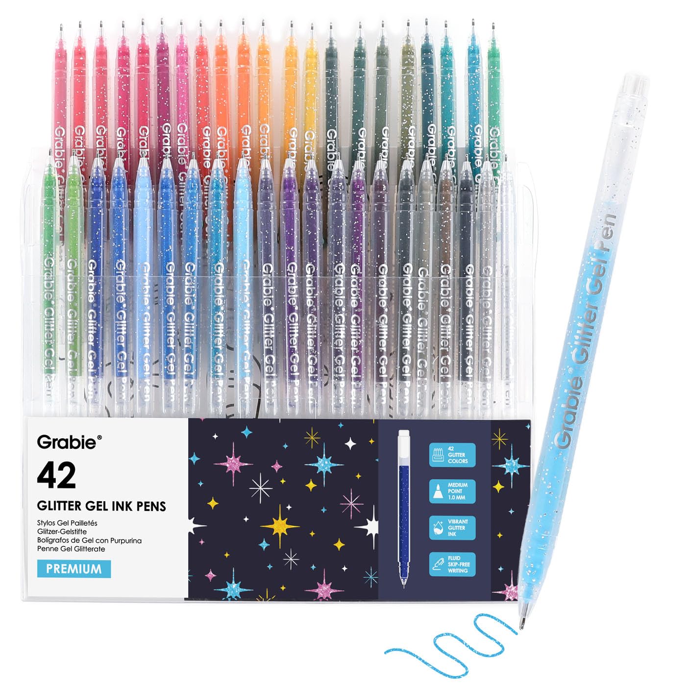 Grabie 18 Color Glitter Gel Pens, Retractable Sparkle Art Pens