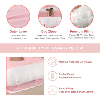 ALLOPERA Pregnancy Pillow, Full Body Maternity Pillow 57 inch, with Removable Washable Cover - Sleep Support for Legs, Back, Neck, Shoulder, HIPS, Belly, Velvet Cover-Grey-Dark Blue