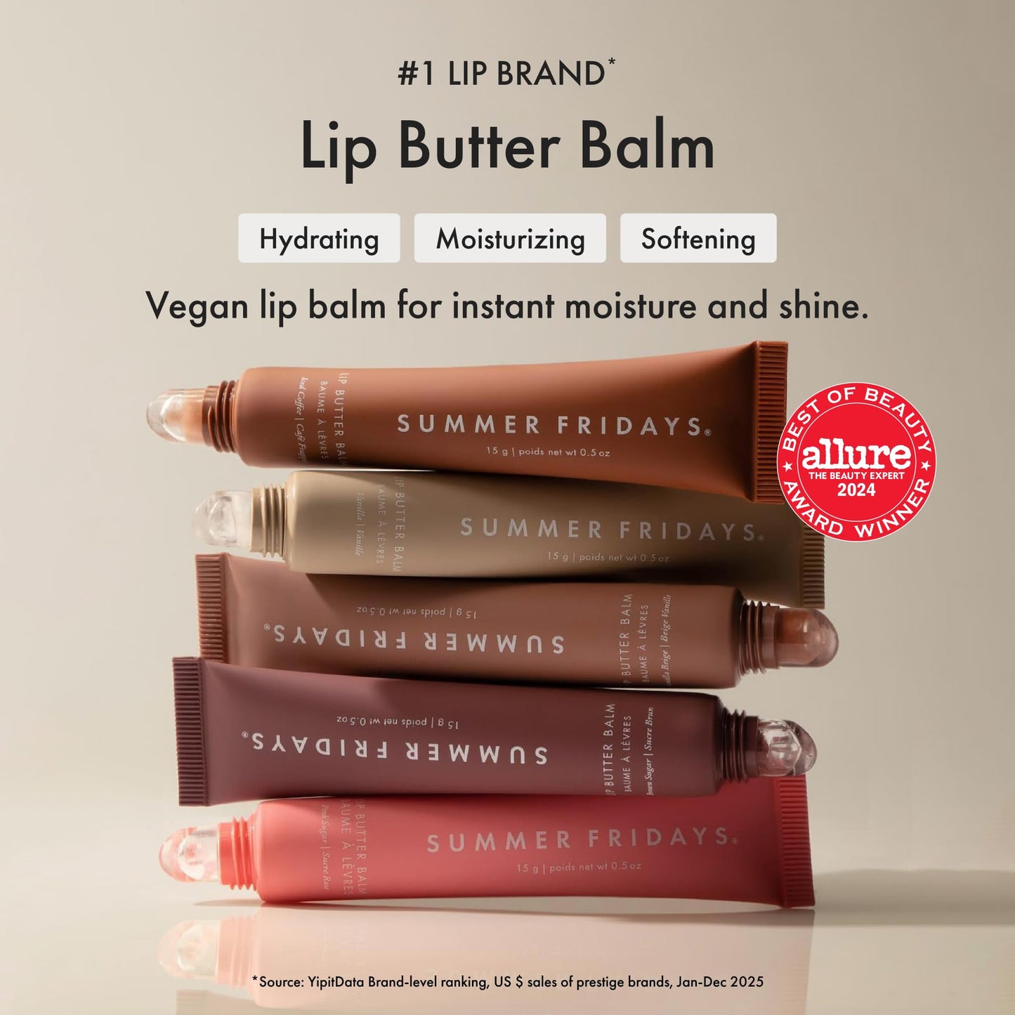 Summer Fridays Lip Butter Balm - Moisturizing Lip Gloss for Instant Shine + Sheer Color - With Nourishing Shea Butter - Everyday Makeup + Skin Care Summer Essentials - Vegan - Pink Sugar (.5 Oz)
