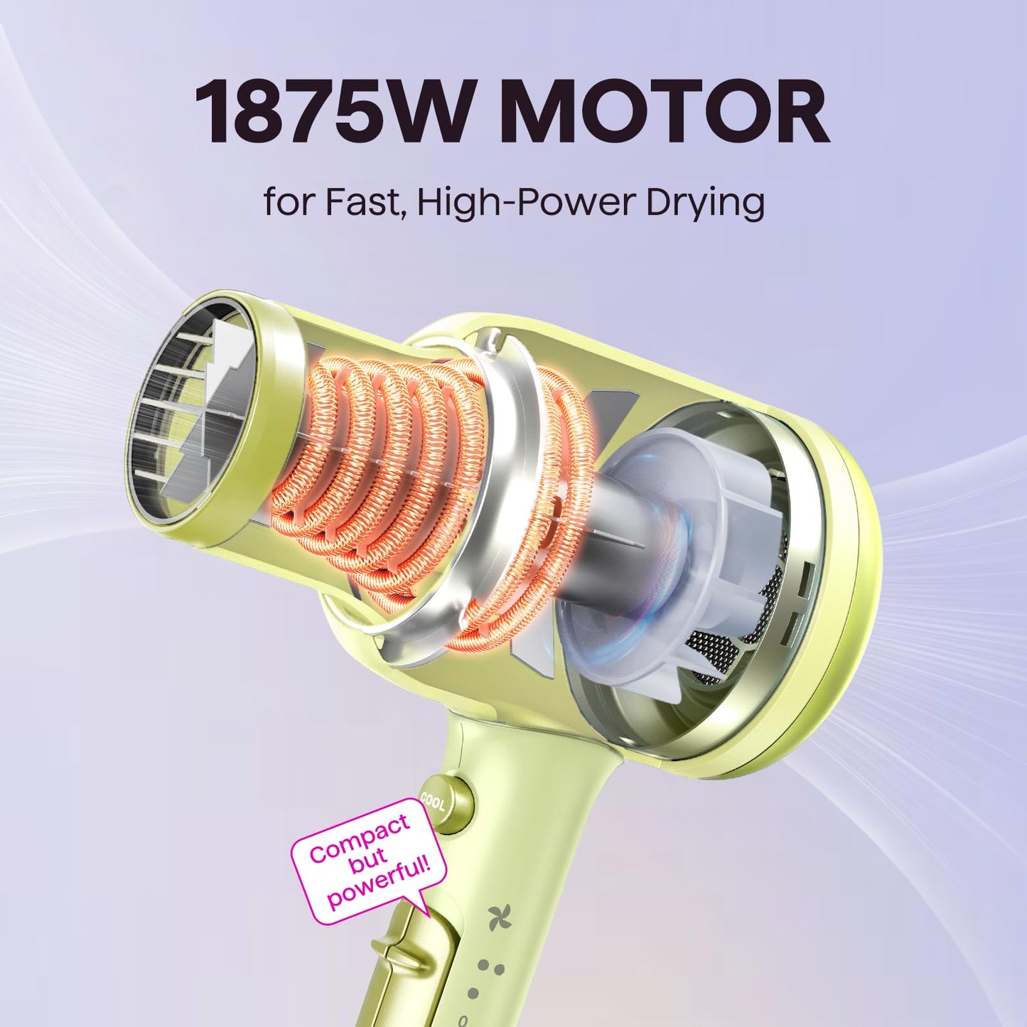 Wavytalk Blown Away Ionic Hair Dryer with Diffuser for Curly Hair