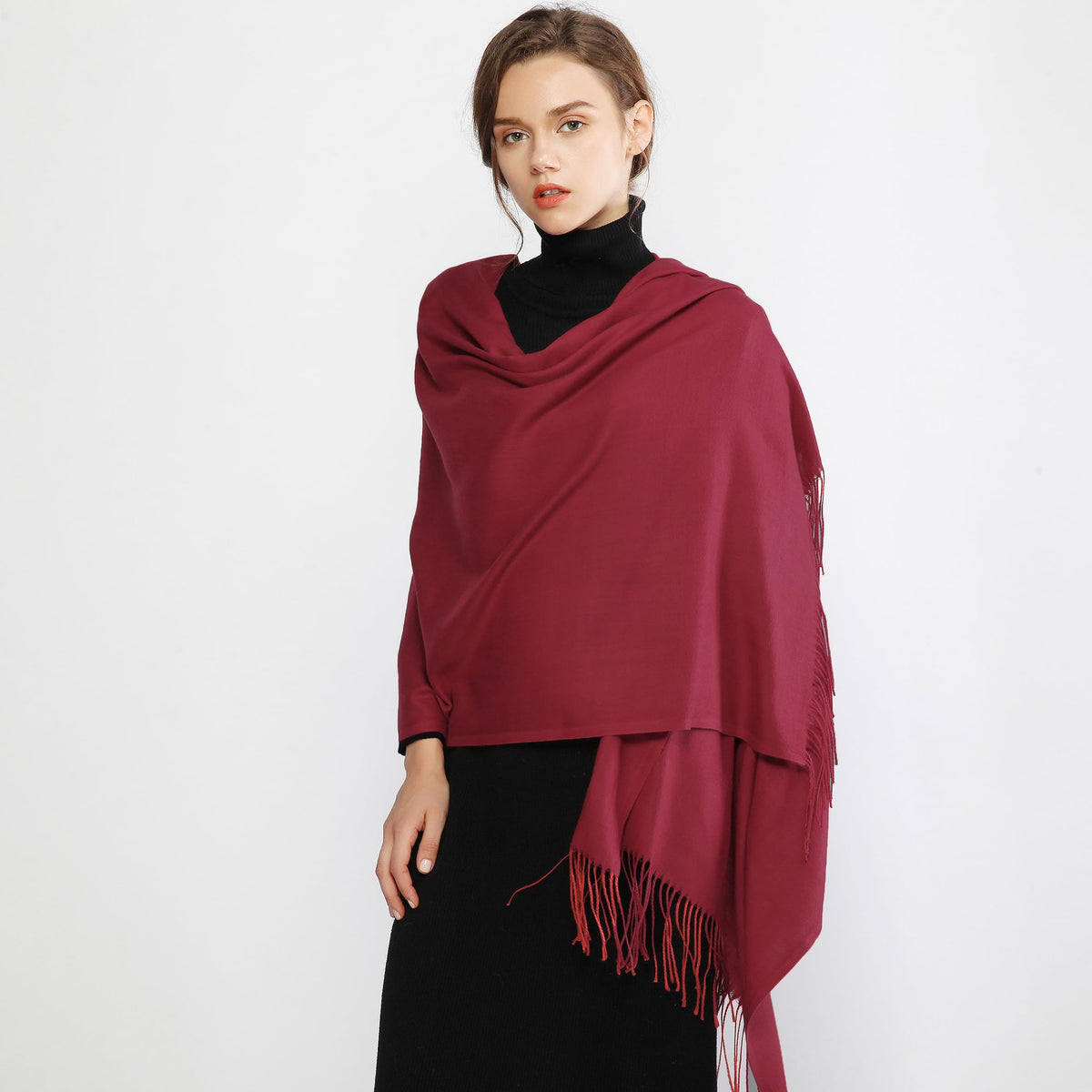 RIIQIICHY Women's Fringe Shawl Wrap Pashmina Scarf for Wedding Evening