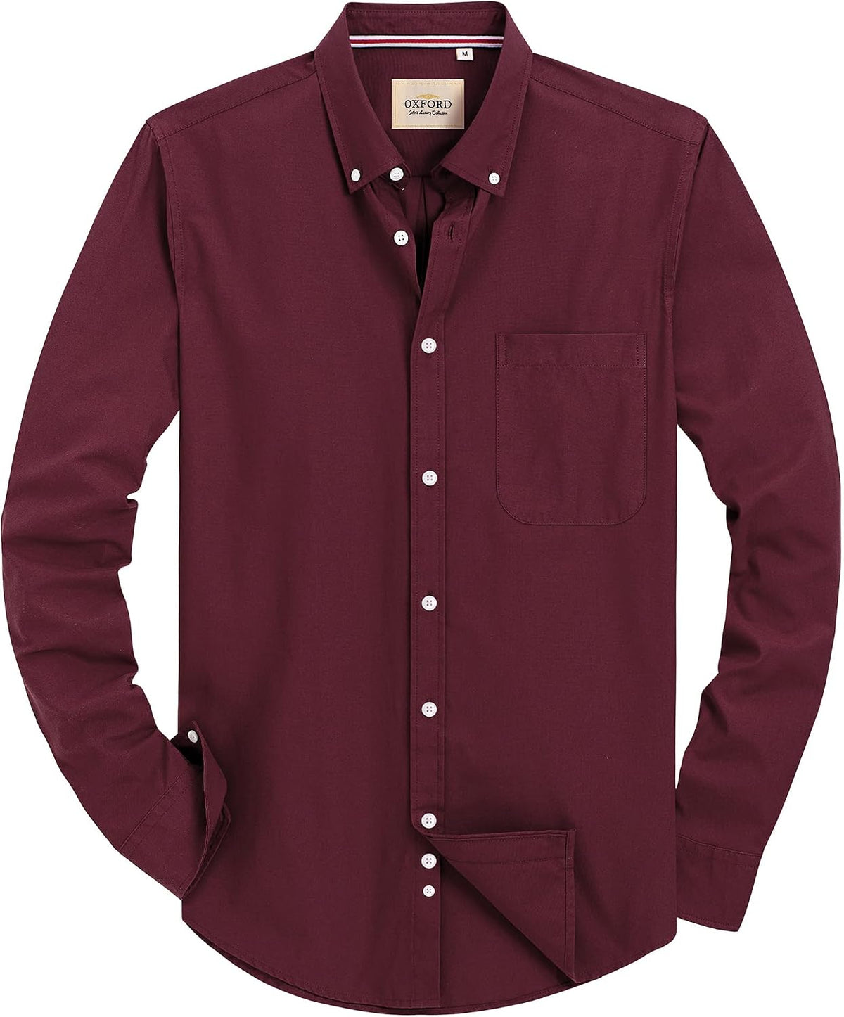 Alimens & Gentle Mens Solid Oxford Shirt Long Sleeve Dress Shirt Work Casual Button Down Shirts with Pocket