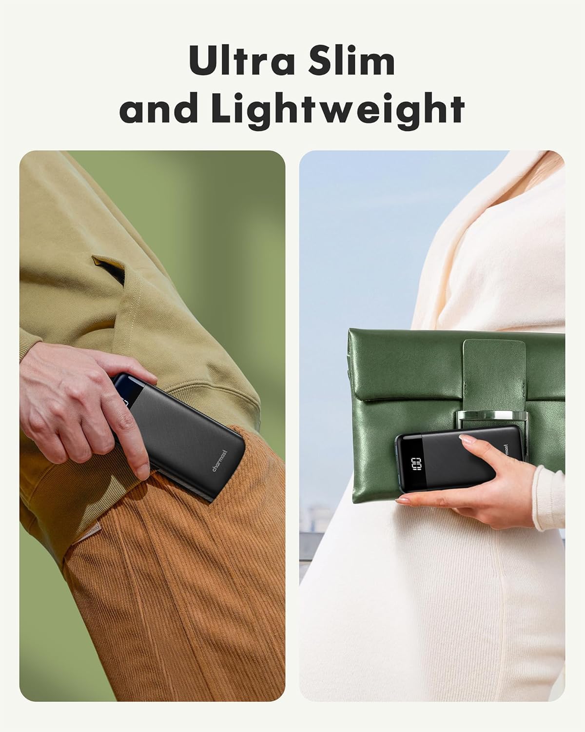 charmast Power Bank Portable Charger with Reinforced Built-in 4 Cables