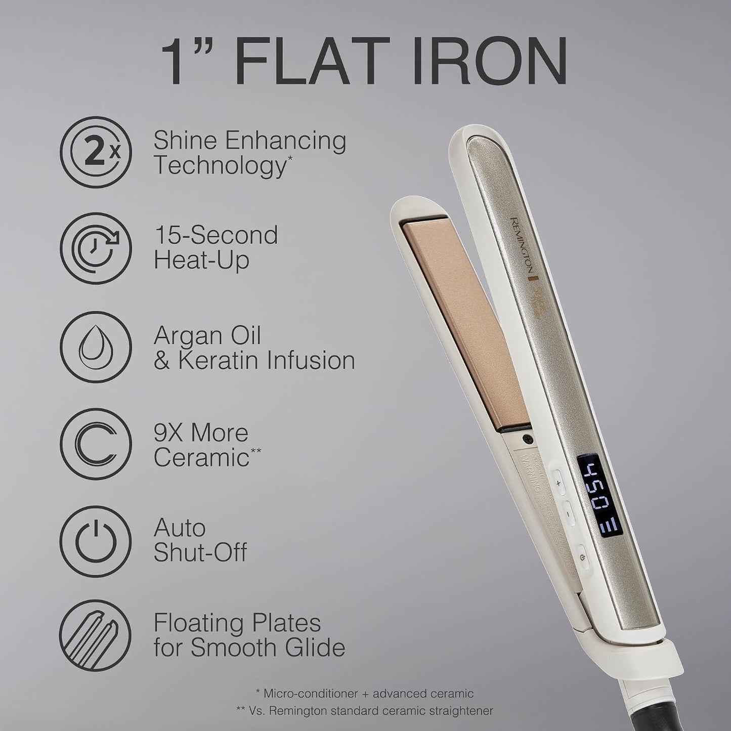 Remington Shine Therapy 1 Inch Hair Straightener, Argan Oil & Keratin